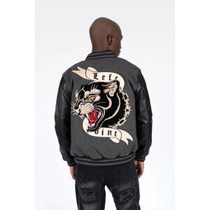 Left Point College Varsity Jacket RTOP Gray Large L NWT $450 Retail Streetwear